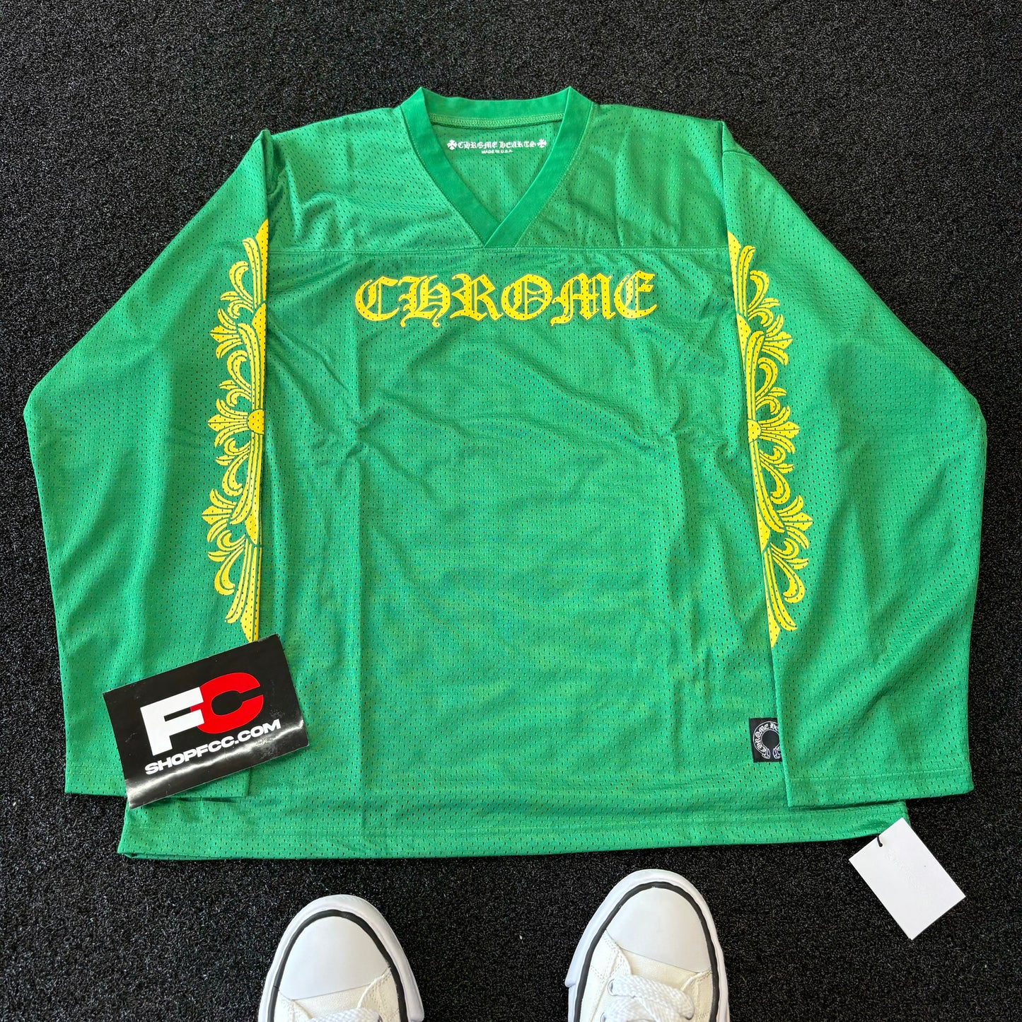 Chrome Hear*s GREEN MESH JERSEY TEE LS