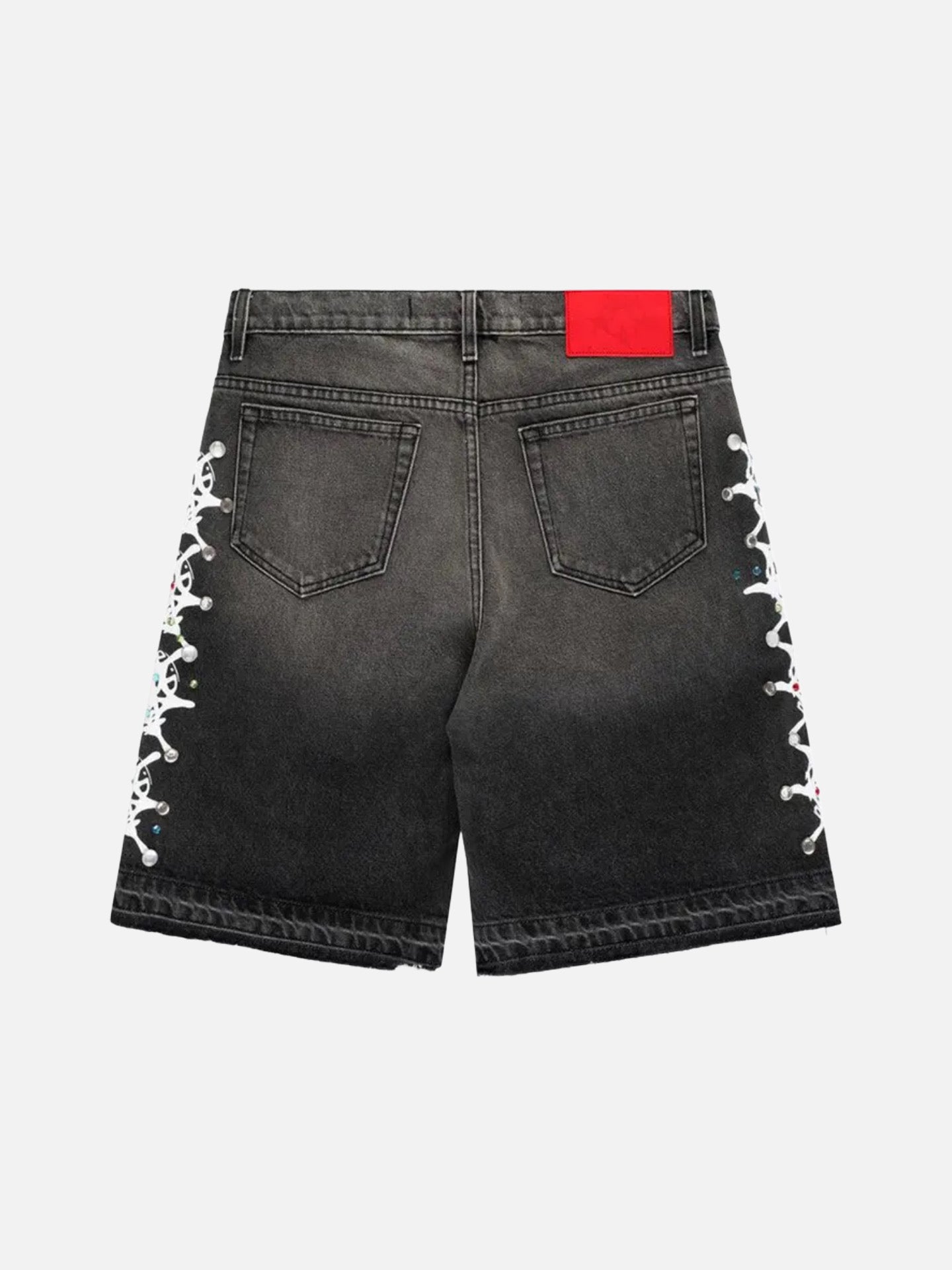 Sp5der Web Stone Denim Shorts 'Black Wash'