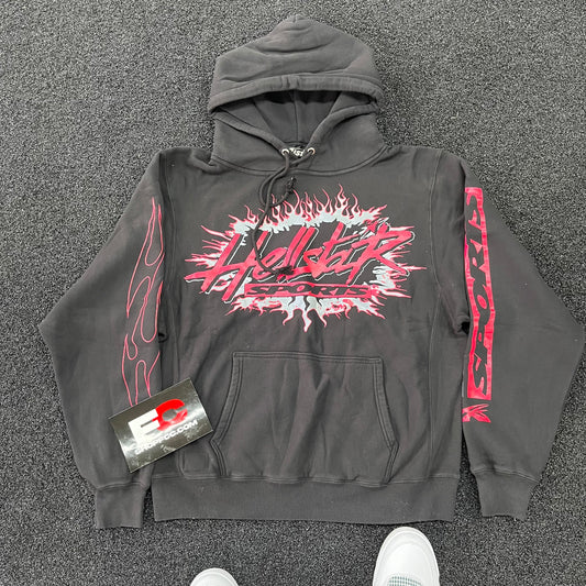 (3 DAY SHIPPING) HELLSTAR SPORT FLAME RED BLACK HOODIE