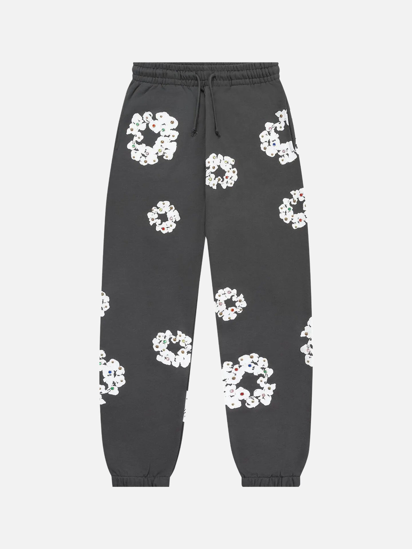 Denim Tears Rhinestone Cotton Wreath Sweatpants Vintage Black