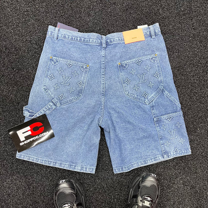 LV CARPENTER MONGRAM DENIM SHORTS