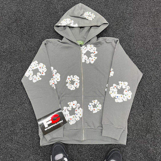 DENIM TEARS HOODIE RHINESTONE GREY