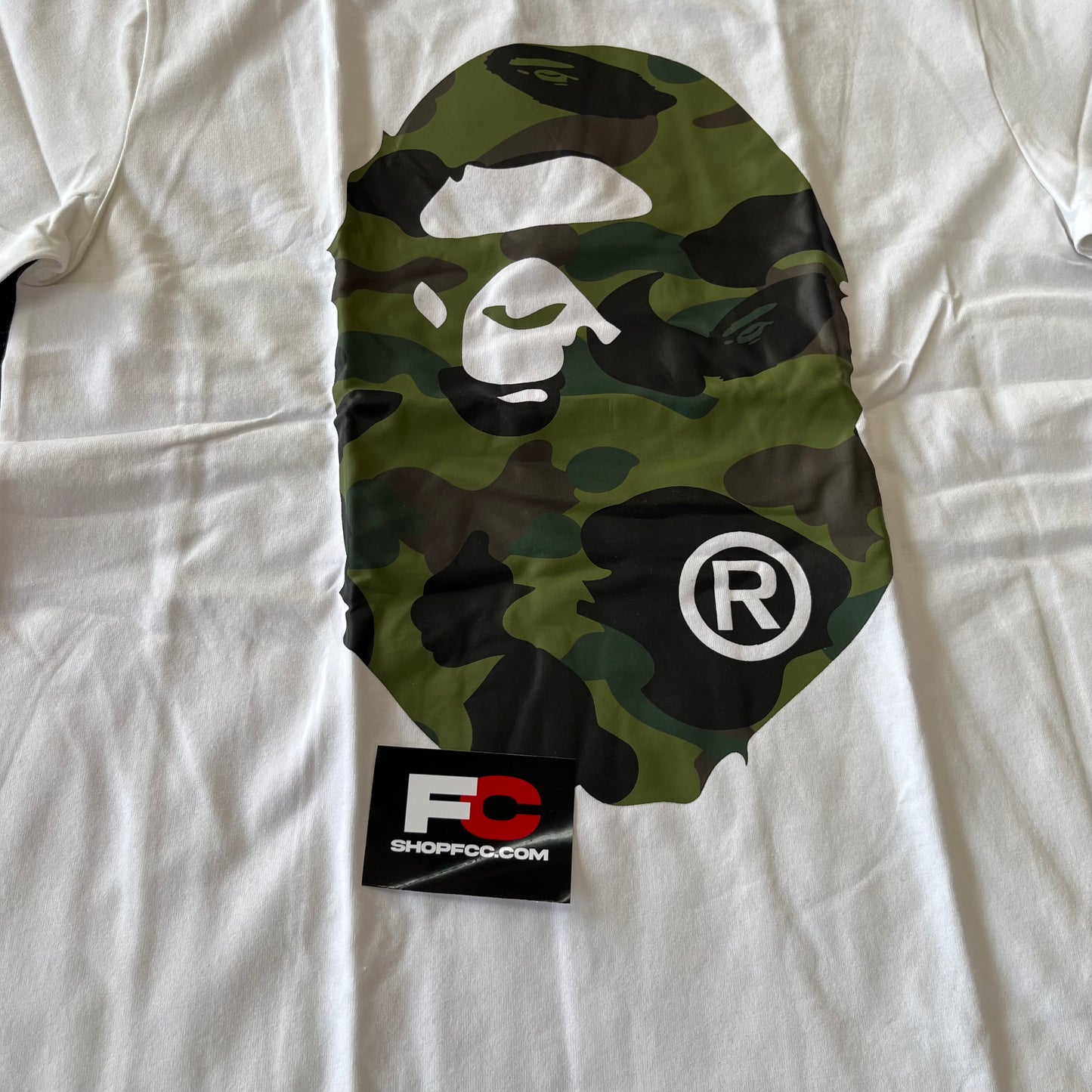 BAPE GREEN CAMO WHITE TEE