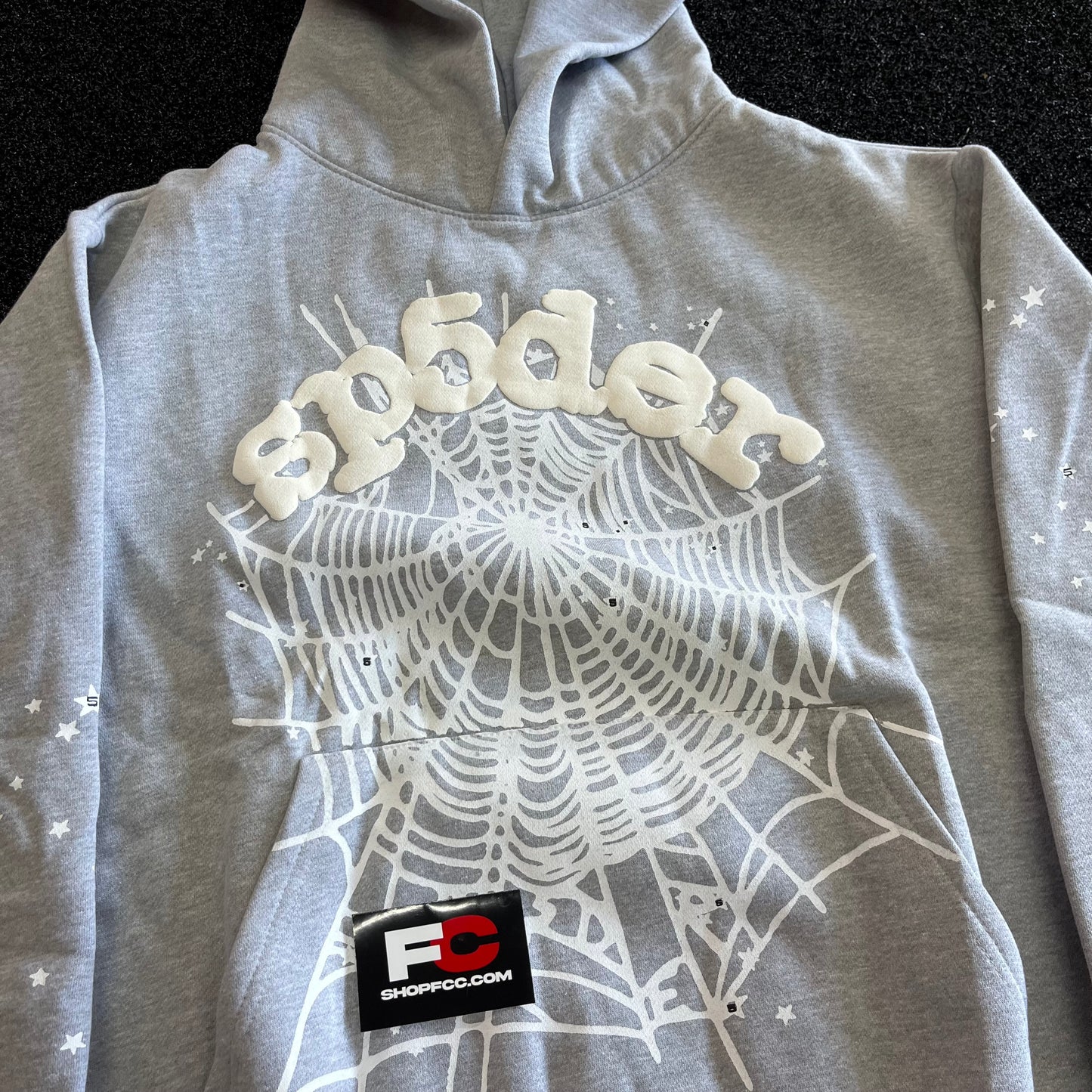 (3 DAY SHIPPING) SP5DER GREY WHITE OG WEB HOODIE