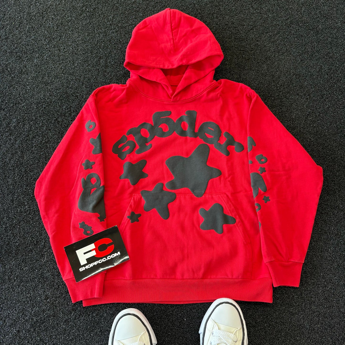 SP5DER BLACK RED BELUGA HOODIE