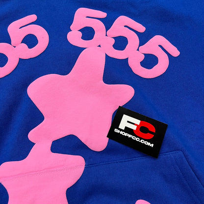 SP5DER BLUE PINK HOODIE