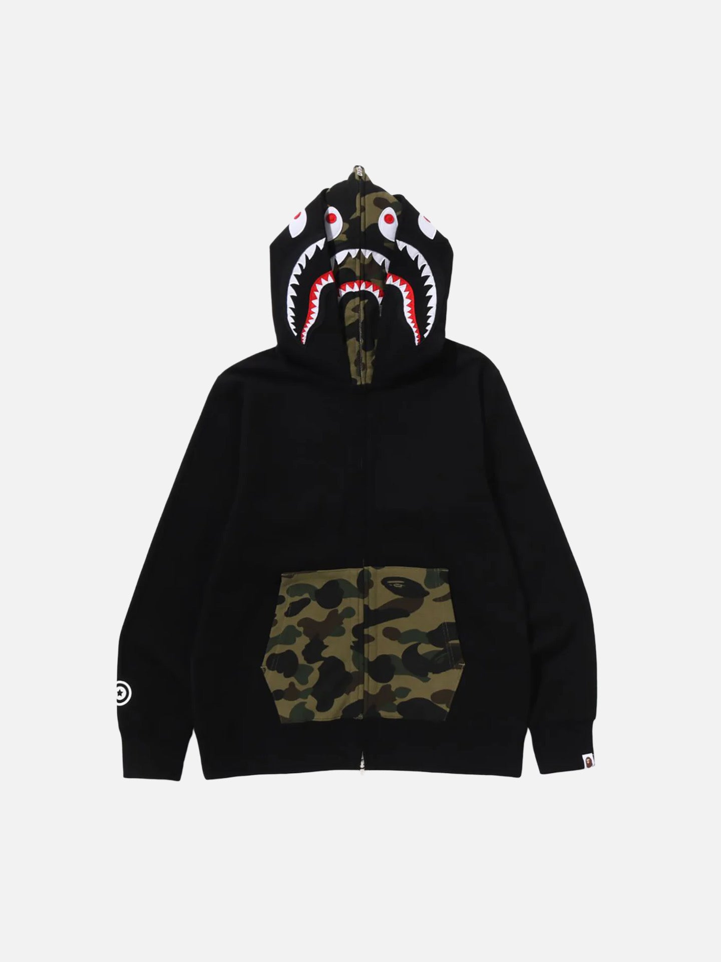 BAPE 1st Camo Shark Full Zip Double Hoodie ‘Black’