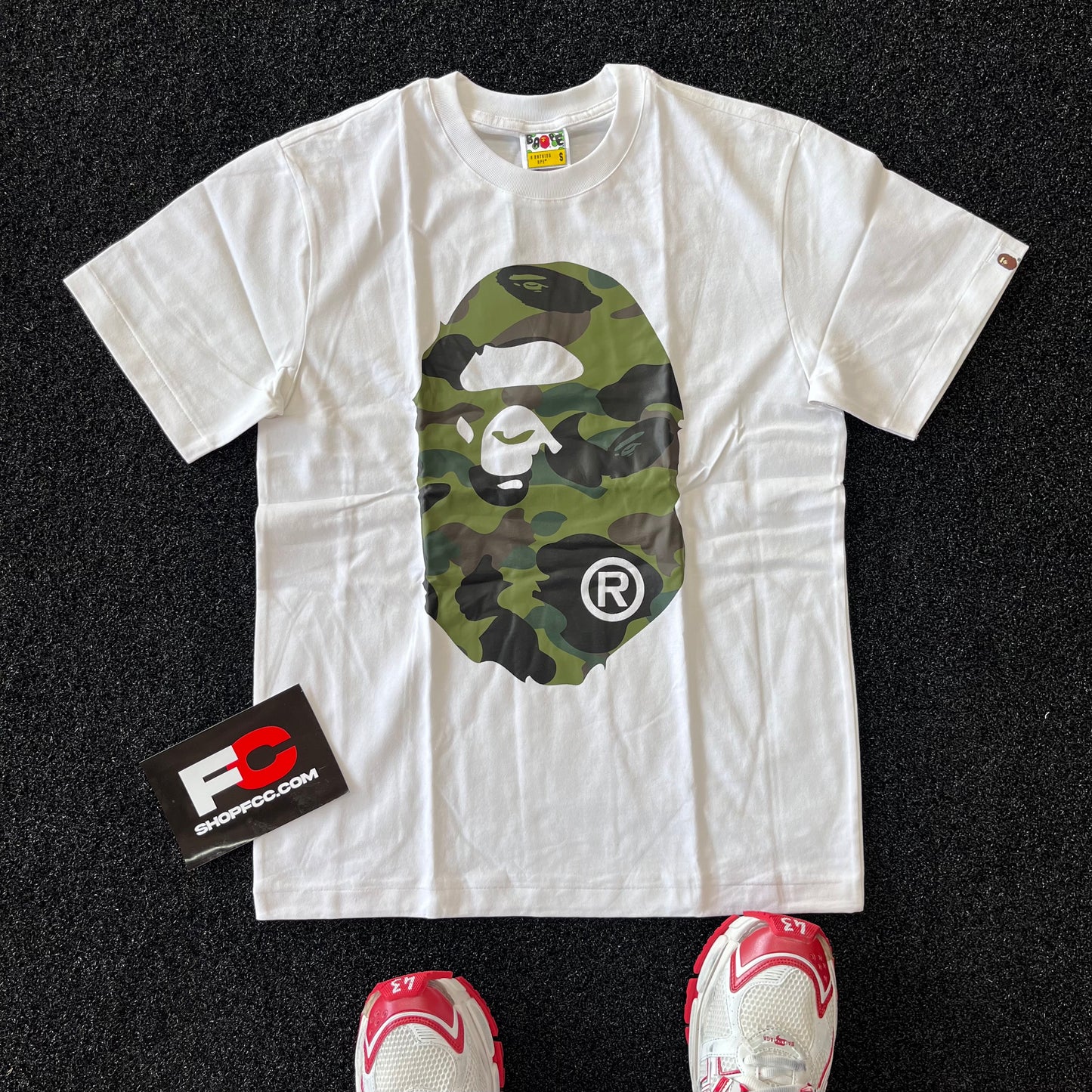 BAPE GREEN CAMO WHITE TEE