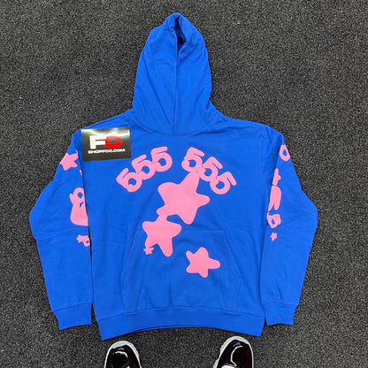 SP5DER BLUE PINK HOODIE