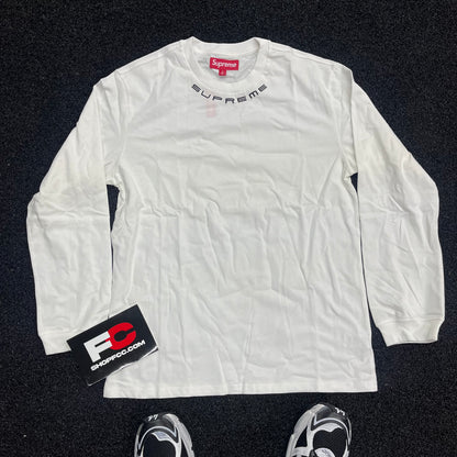 SUPREME NECK LOGO WHITE LONG SLEEVE TEE