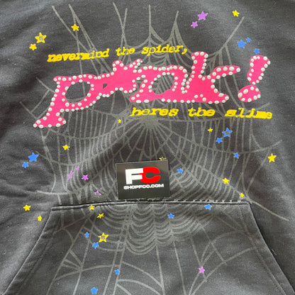 SP5DER BLACK P*NK HOODIE