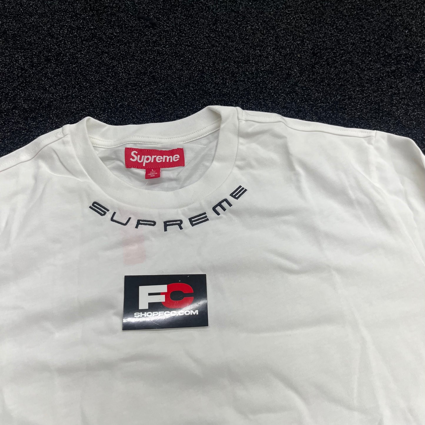 SUPREME NECK LOGO WHITE LONG SLEEVE TEE