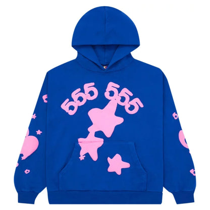 SP5DER BLUE PINK HOODIE