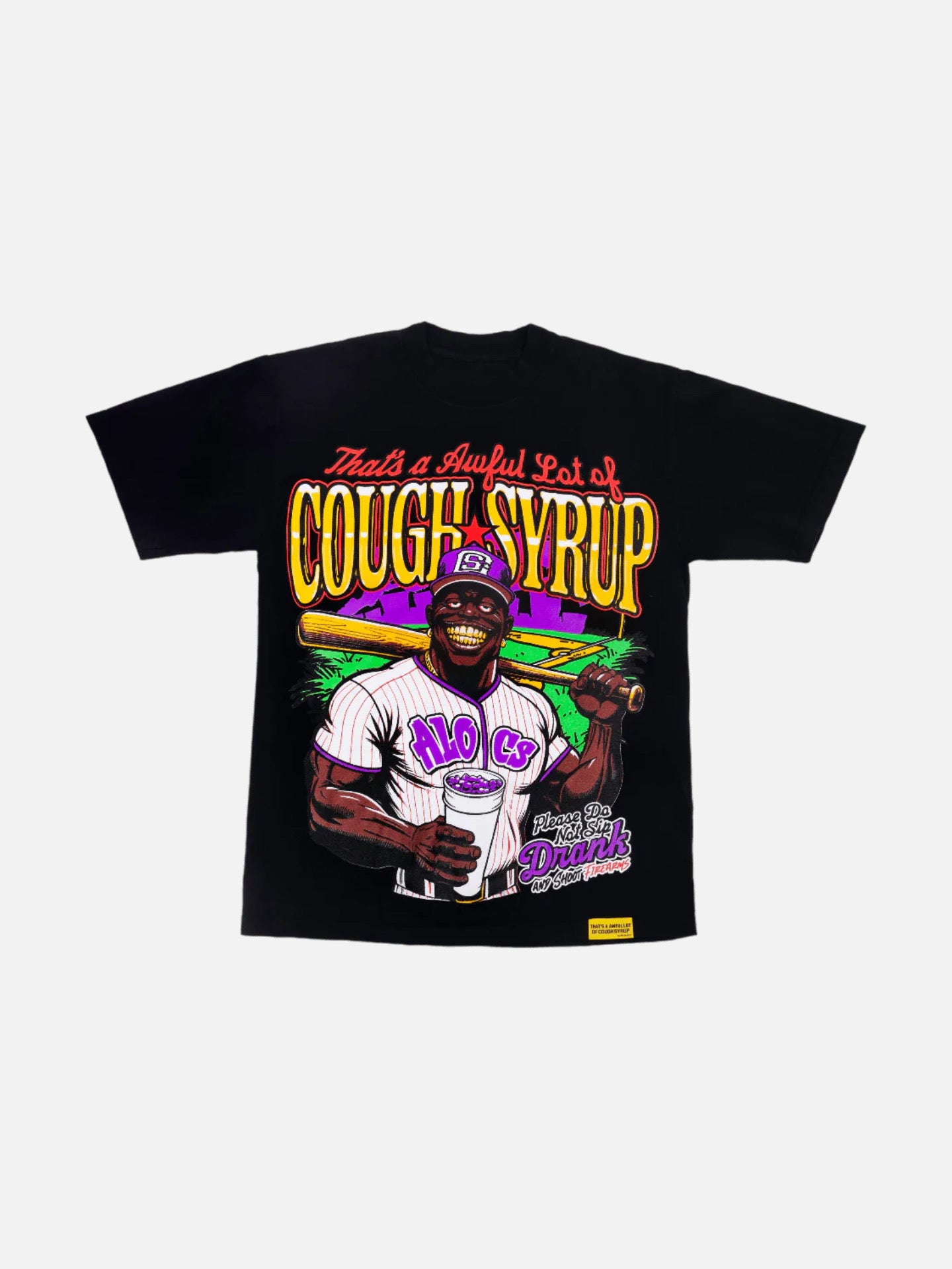 Awful Lot Of Cough Syrup Baseball Tee Black