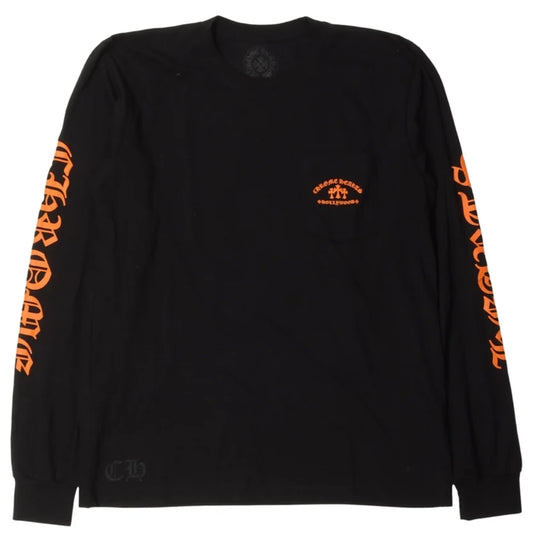 CHROME HEAR*S HOLLYWOOD BLACK AND ORANGE LS TEE