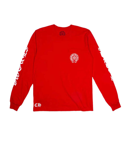 CHROME HEAR*S RED SCROLL LS TEE