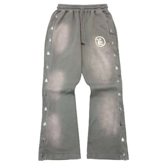 HELLSTAR FLARED GREY WAXED SWEATPANTS