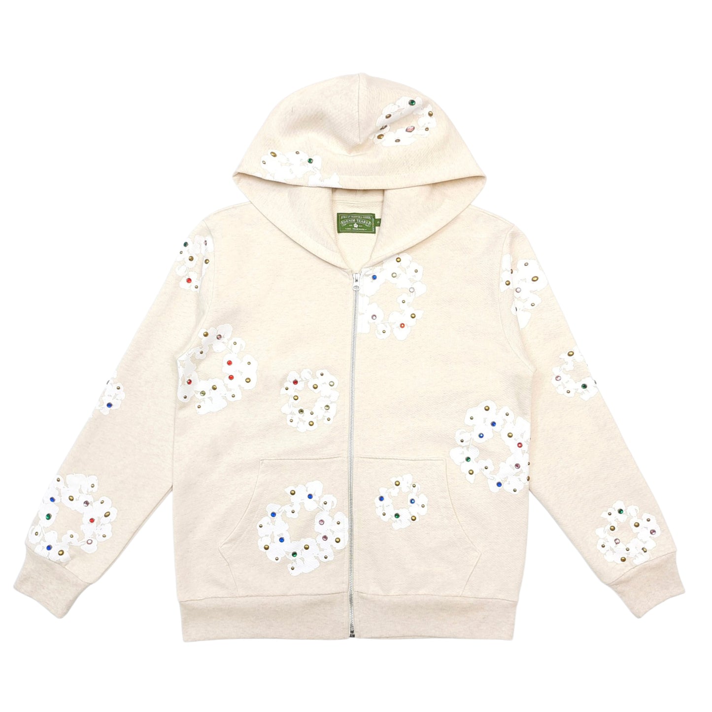 DENIM TEARS HOODIE RHINESTONE CREAM