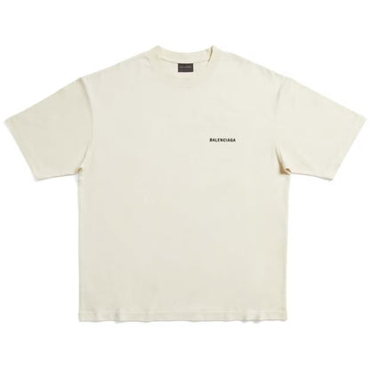 Balenc*aga BACK LOGO CREAM TEE