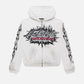 Hellstar Records Glitter Zip Up Hoodie 'White'