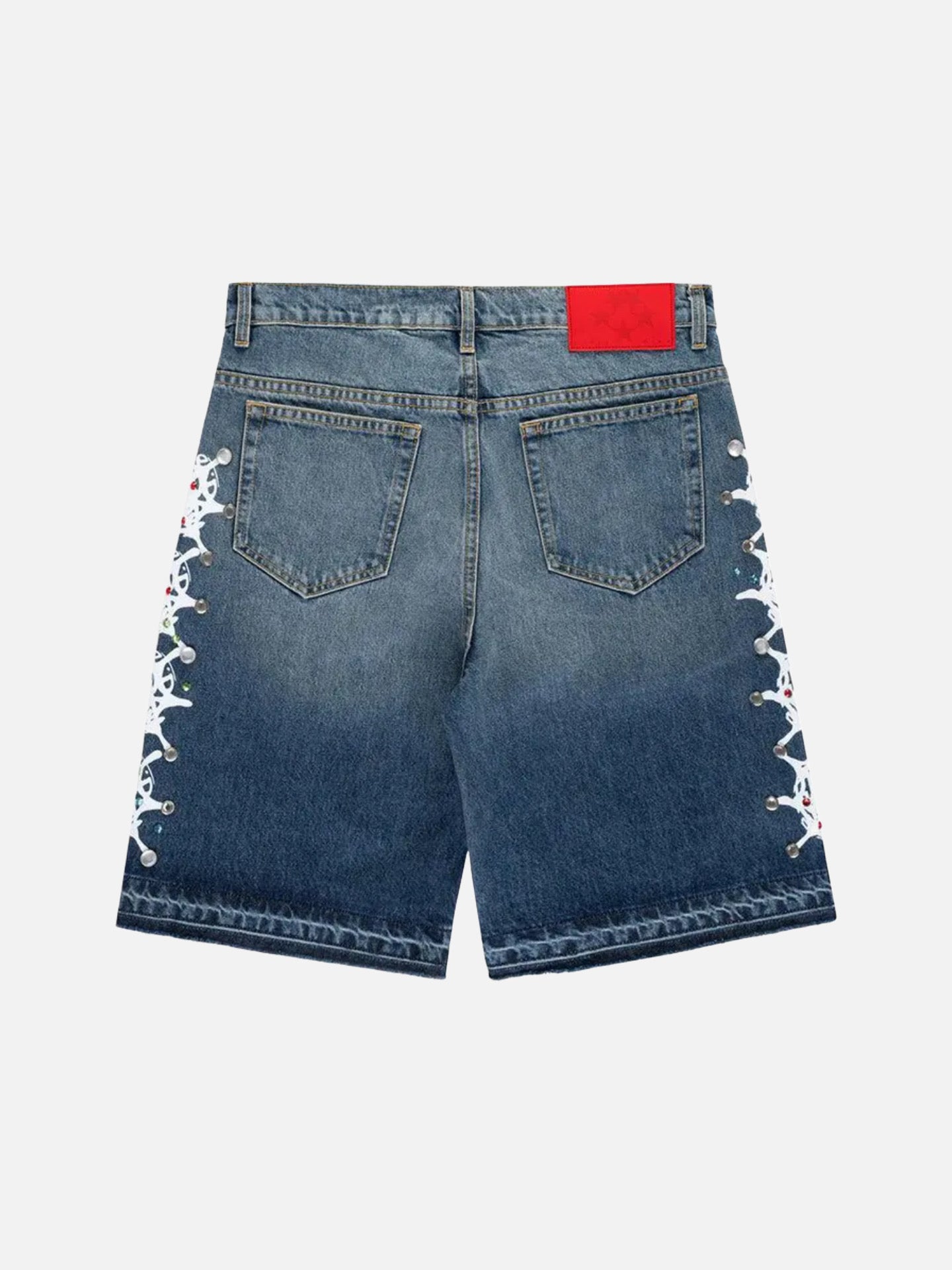 Sp5der Web Stone Denim Shorts 'Light Blue Wash'
