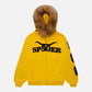 Sp5der Fur Hooded Zip Up Sweatshirt 'Yellow'