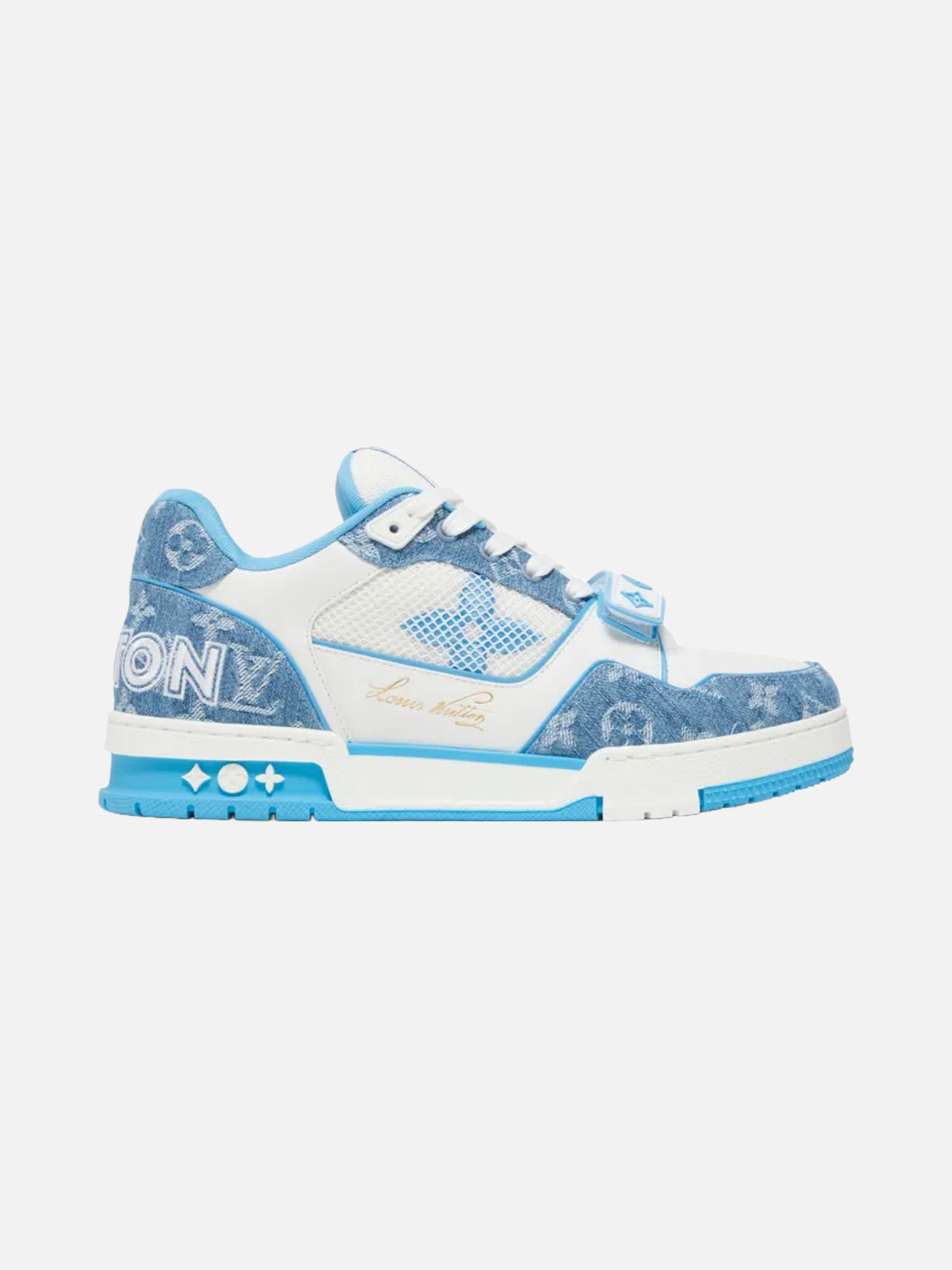Louis Vuitton Trainer Low 'Velcro Strap - Light Blue Monogram Denim'
