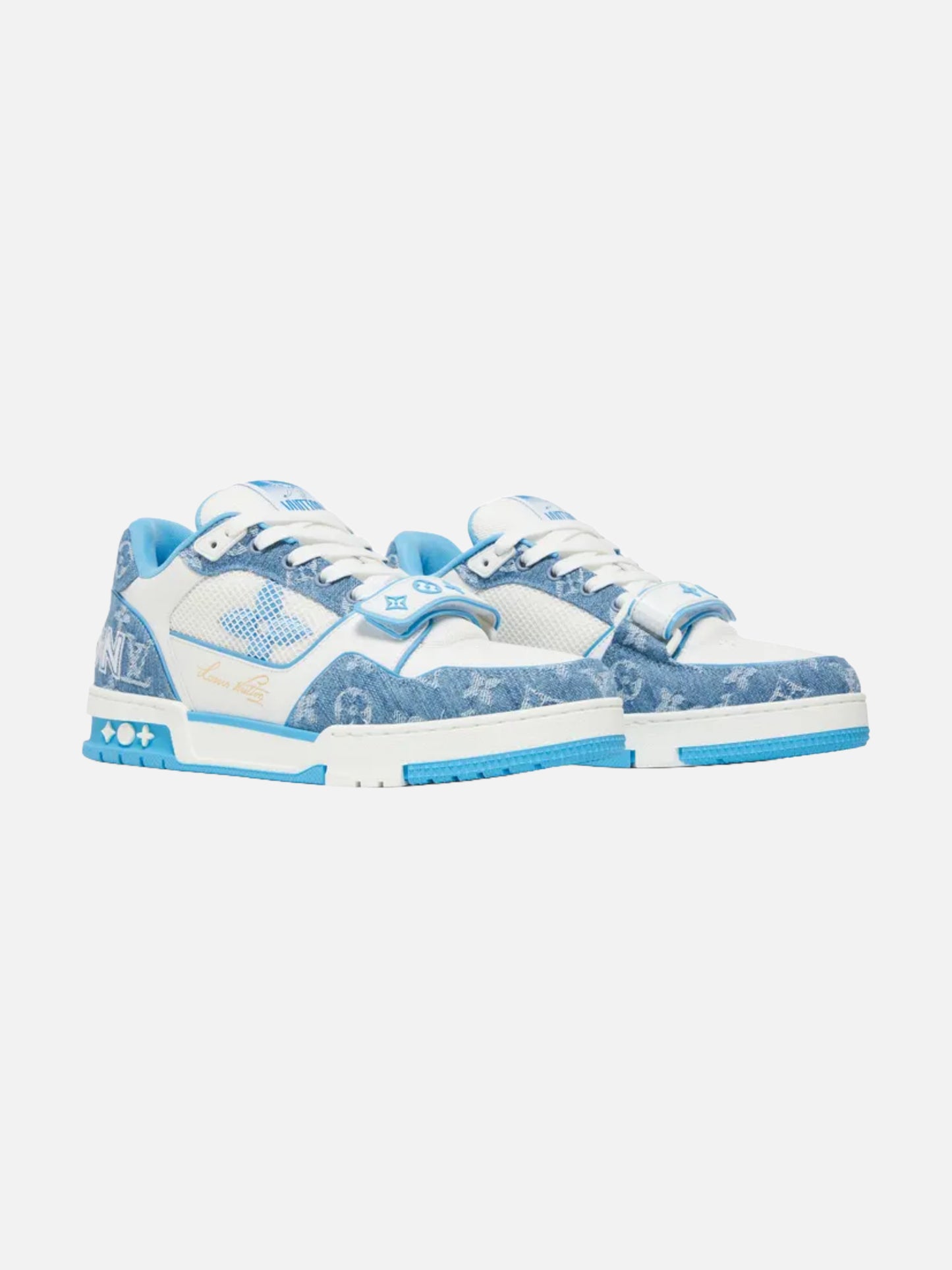 Louis Vuitton Trainer Low 'Velcro Strap - Light Blue Monogram Denim'