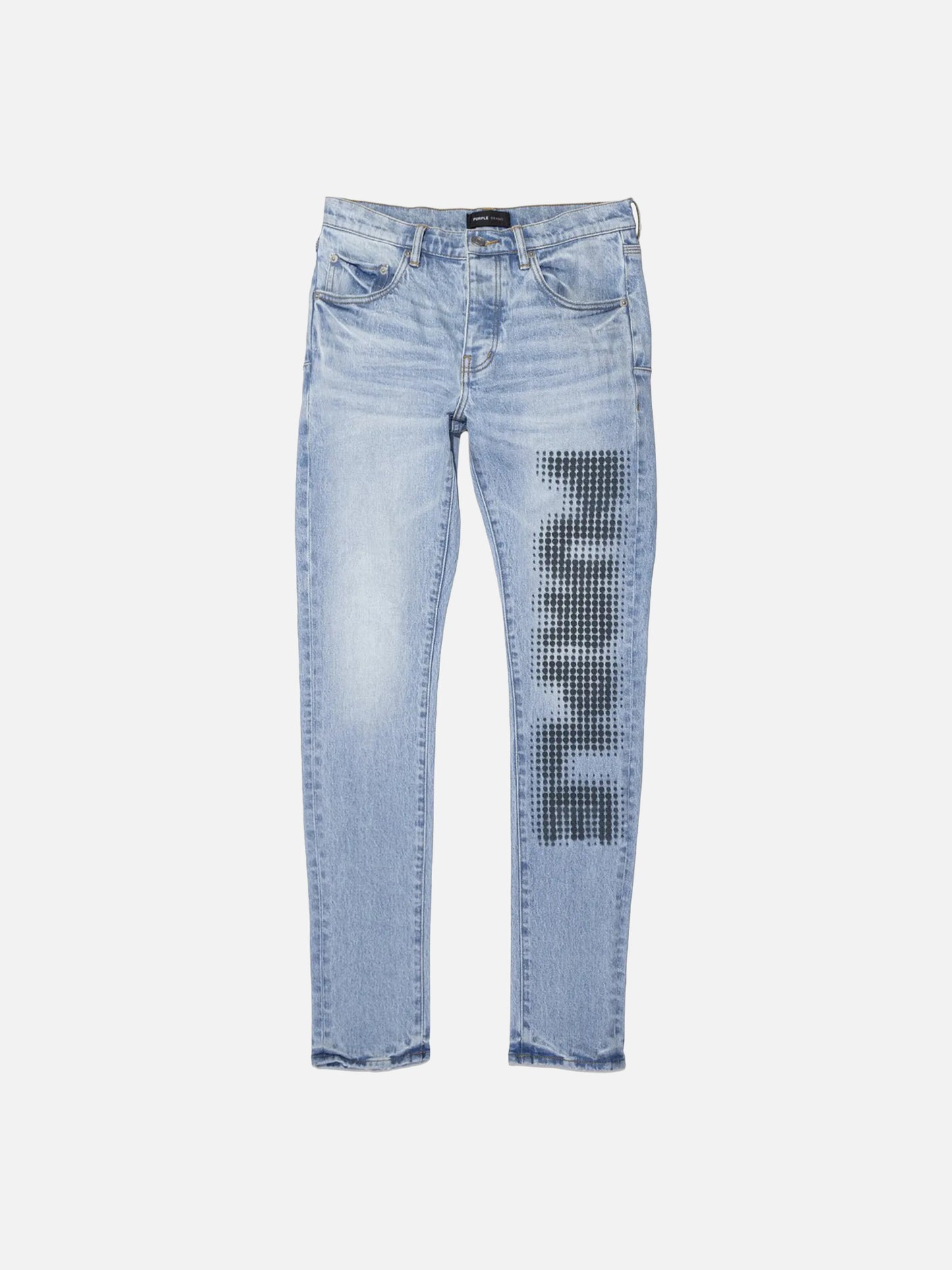 PURPLE BRAND Halftone Wordmark Jeans 'Light Indigo'