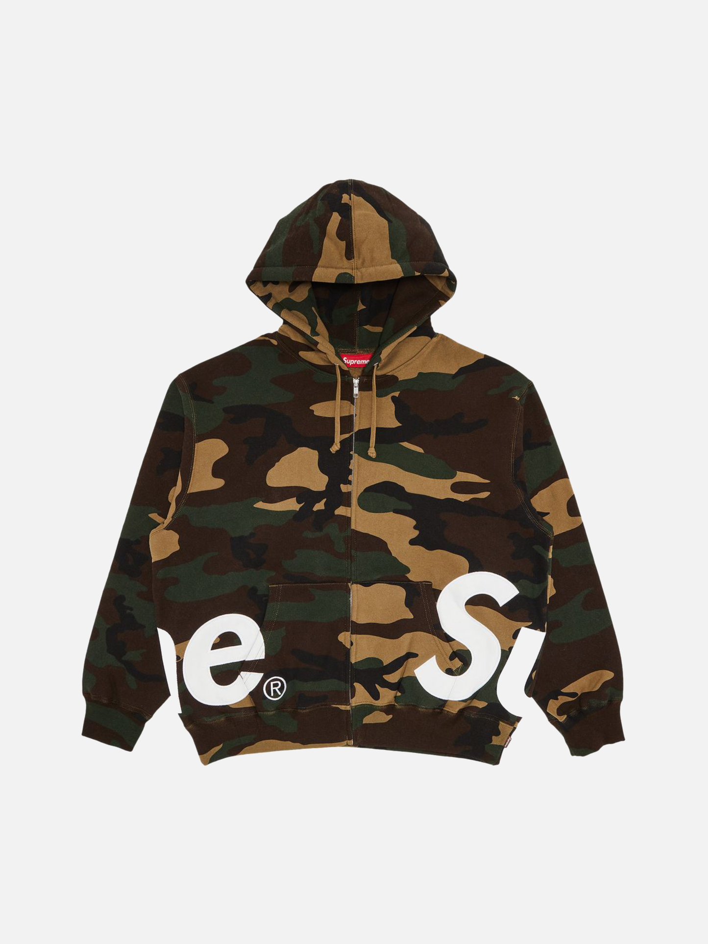 Supreme Big Logo Zip Up Hooded Sweatshirt 'Woodland Camo'