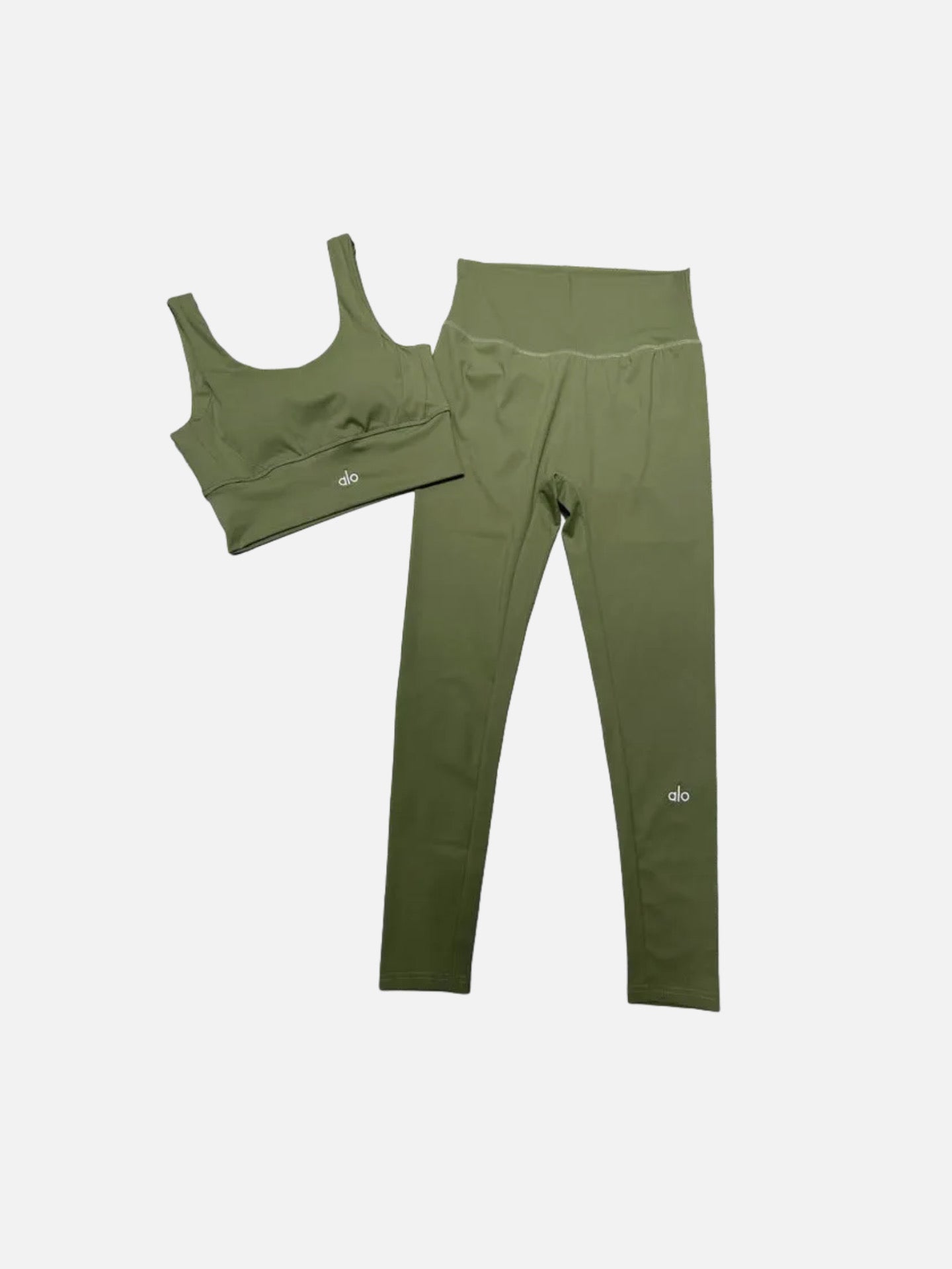Alo Bra & Legging Set 'Olive Green'