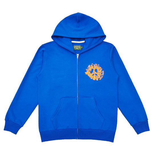 DENIM TEARS UNIVERSITY BLUE ORANGE HOODIE