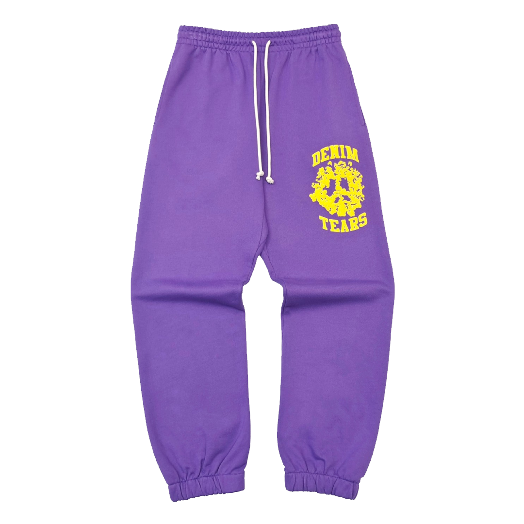 DENIM TEARS UNIVERSITY PURPLE YELLOW SWEATPANTS