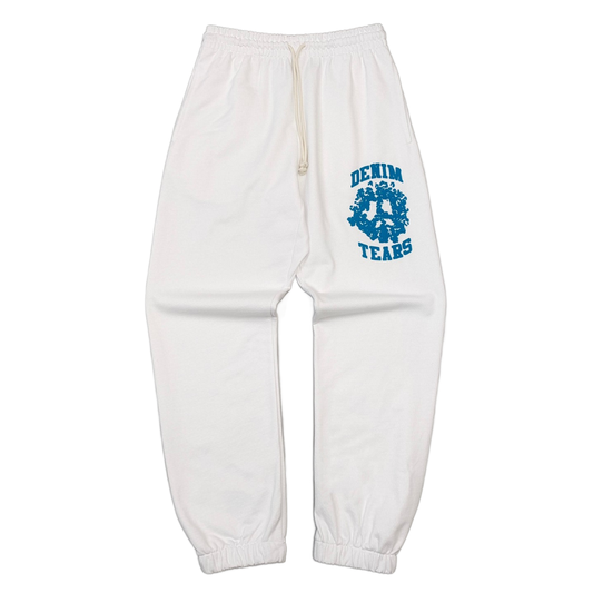 DENIM TEARS UNIVERSITY WHITE BLUE SWEATPANTS