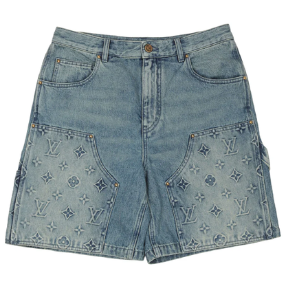 LV CARPENTER MONGRAM DENIM SHORTS