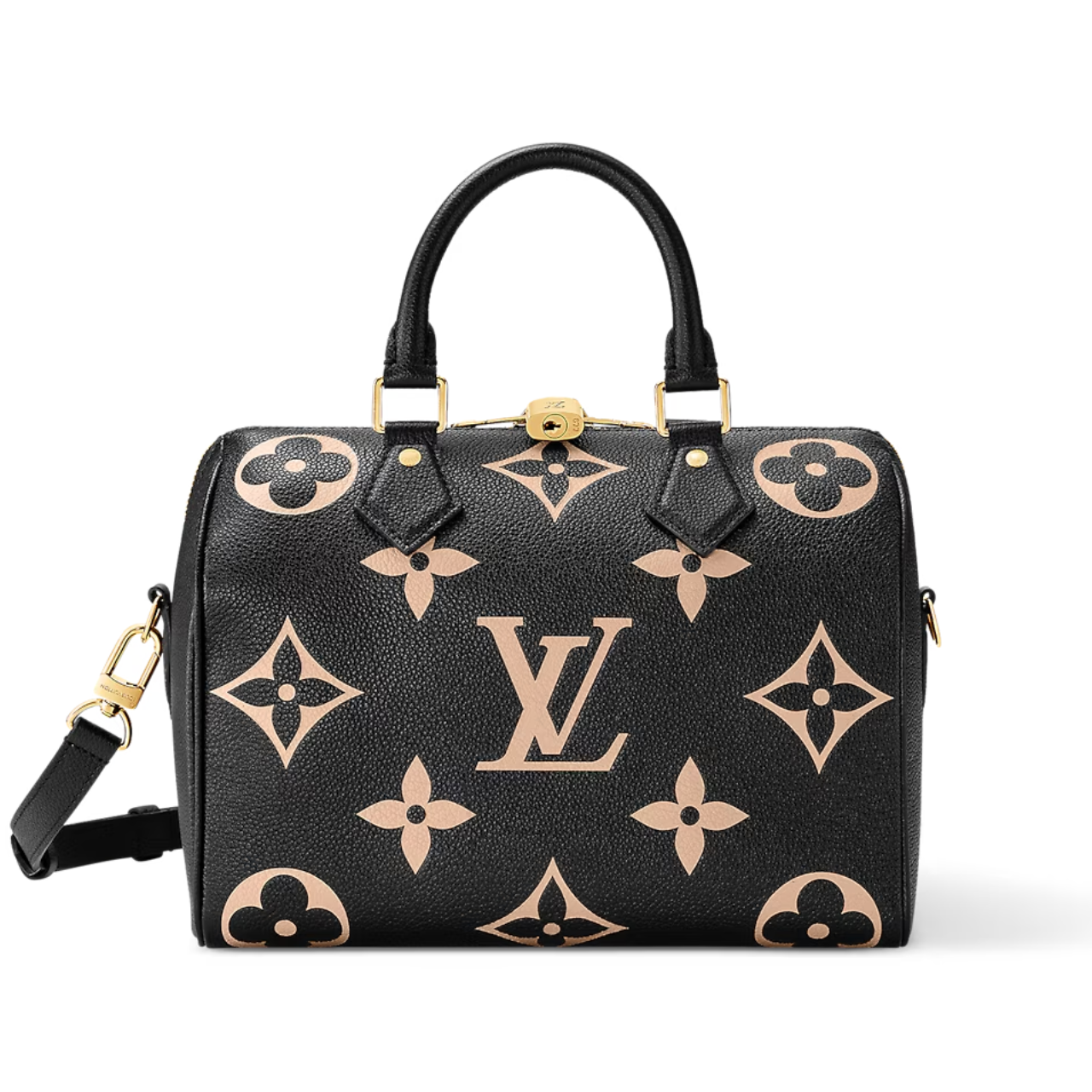 L/V SPEEDY BANDO 25 BLACK MONOGRAM BAG