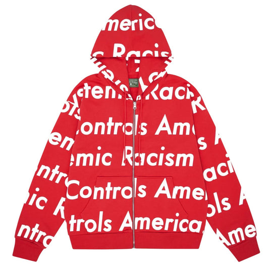 DENIM TEARS SYSTEMIC RACISM HOODIE RED