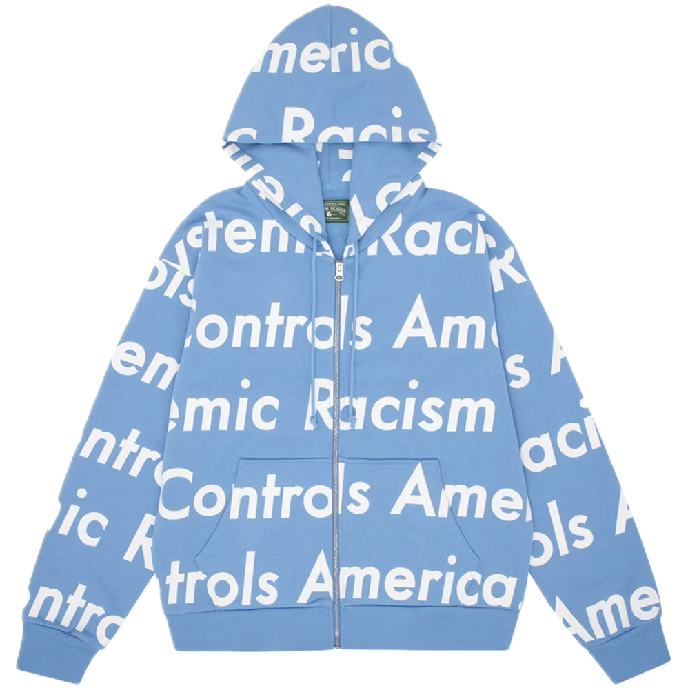 DENIM TEARS SYSTEMIC RACISM HOODIE DUSTY BLUE