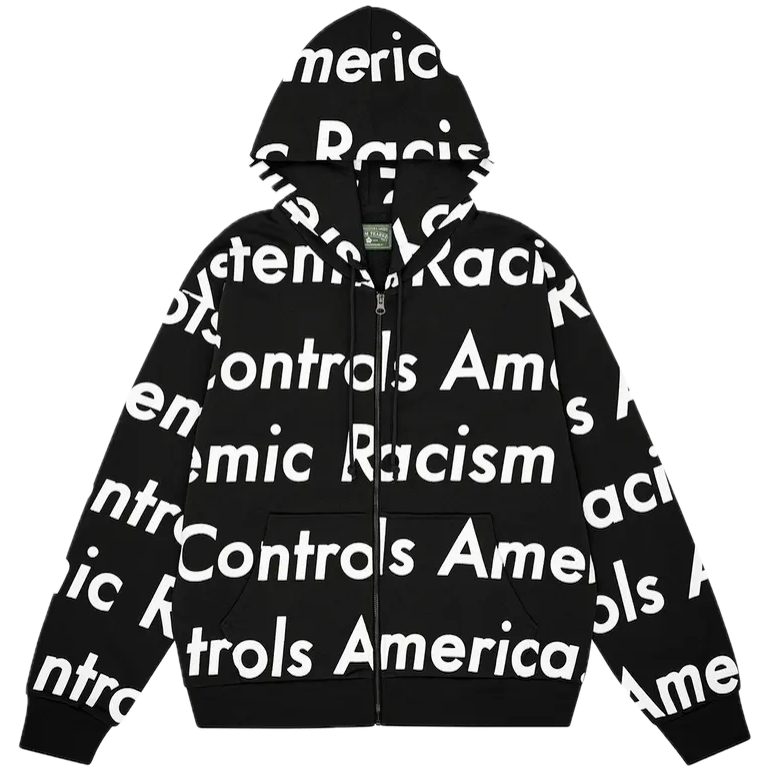 DENIM TEARS SYSTEMIC RACISM HOODIE BLACK