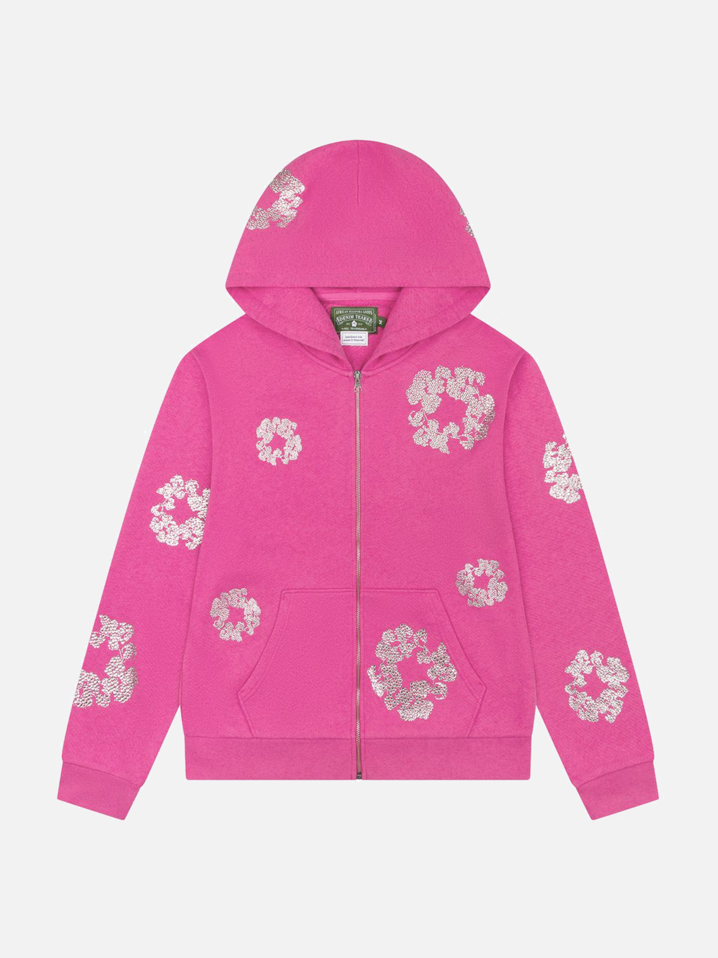 Denim Tears Cashmere Swarovski Cotton Wreath Zip Hoodie 'Pink'