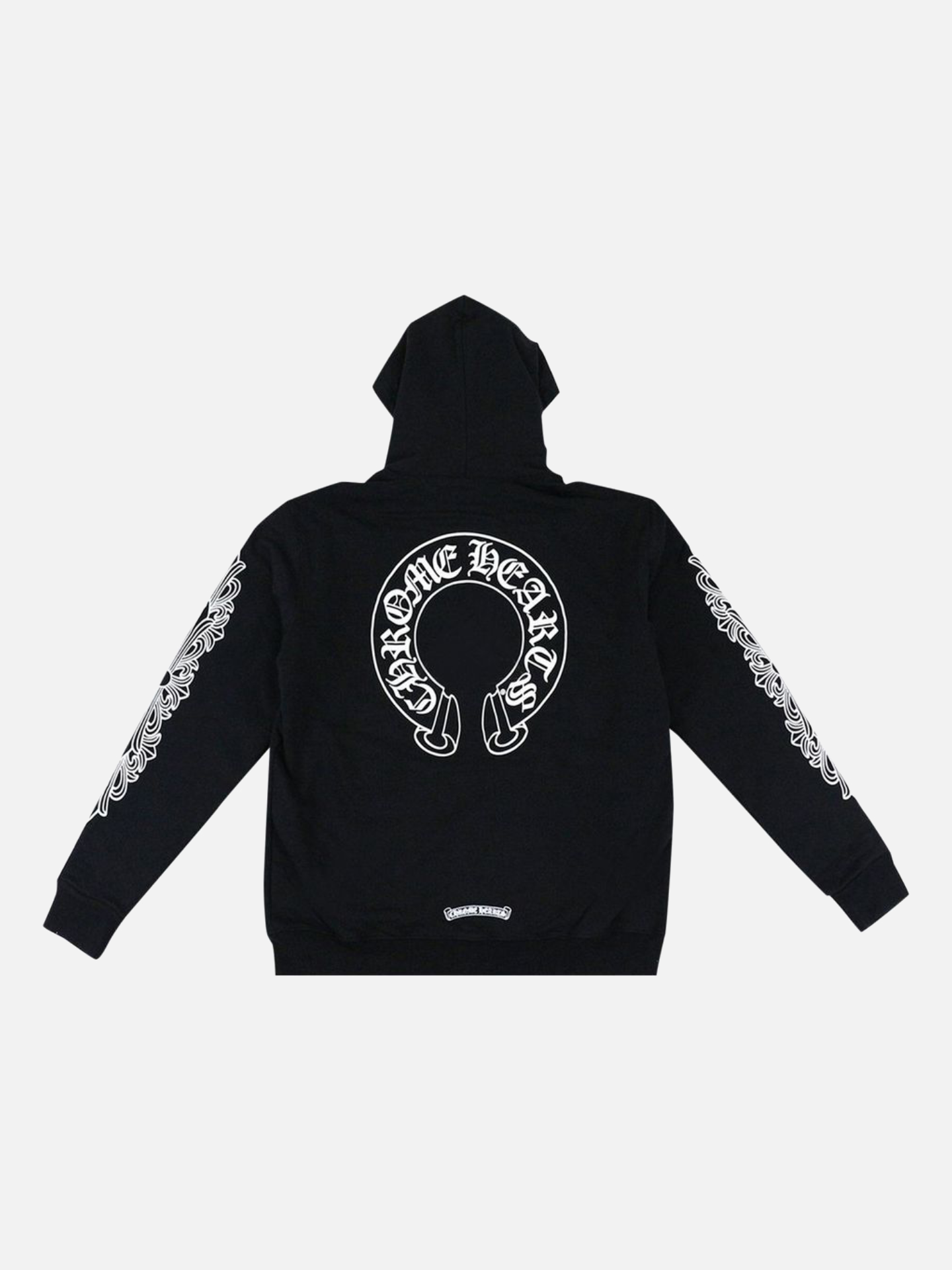 Chrome Hearts Horseshoe Floral Cross-Sleeve Zip Up Hoodie 'Black/White'