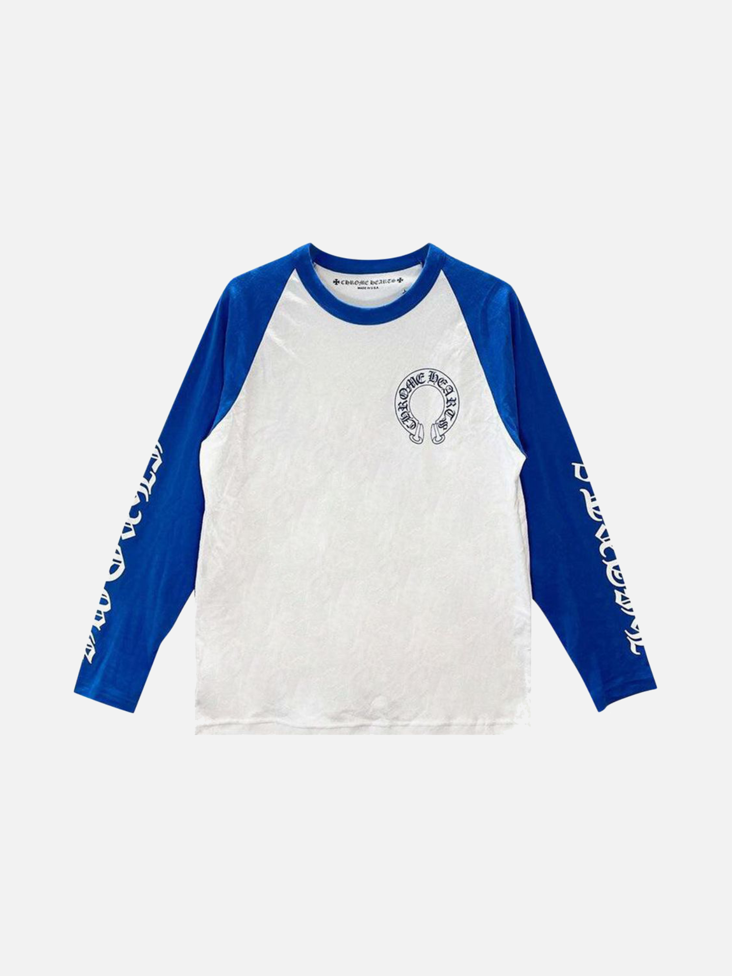 Chrome Hearts Long-Sleeve Horseshoe Baseball Tee 'White/Blue'