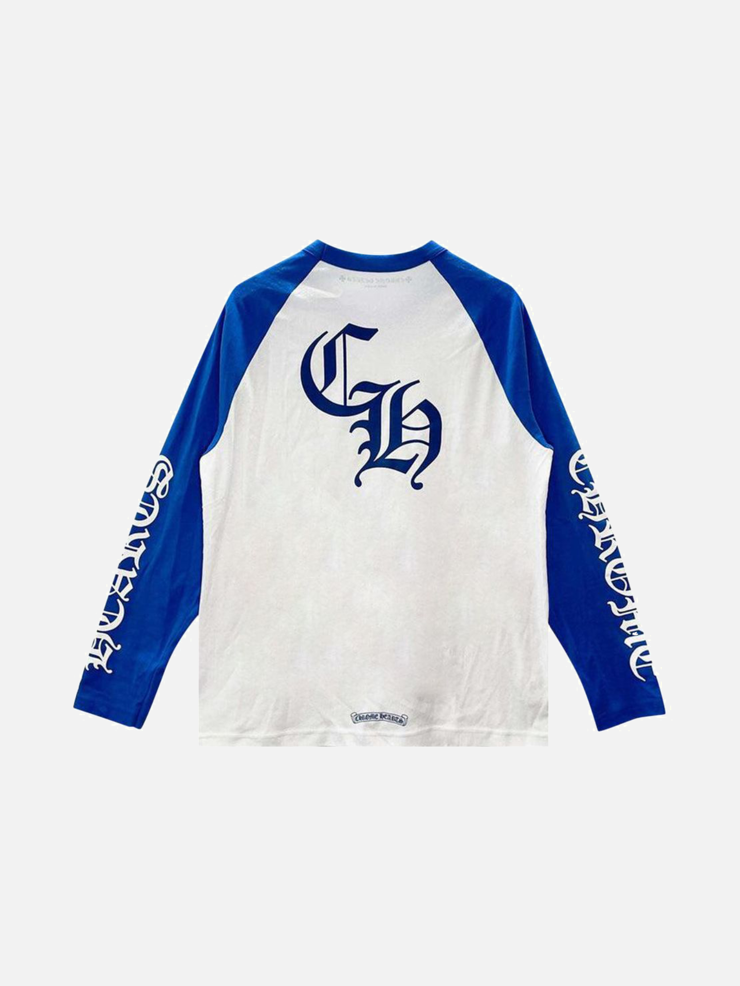 Chrome Hearts Long-Sleeve Horseshoe Baseball Tee 'White/Blue'