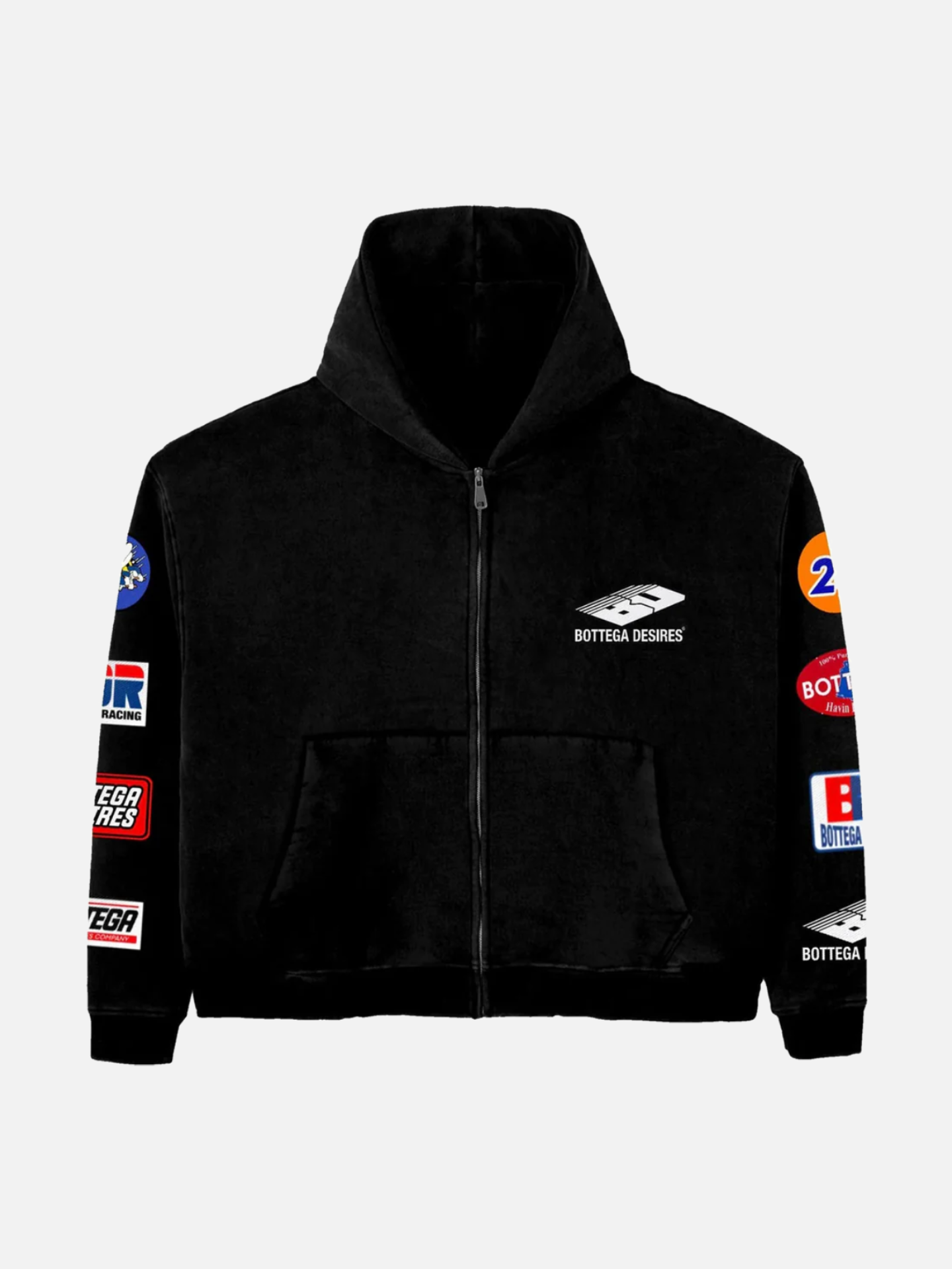 Bottega Desires Patches Hoodie Black